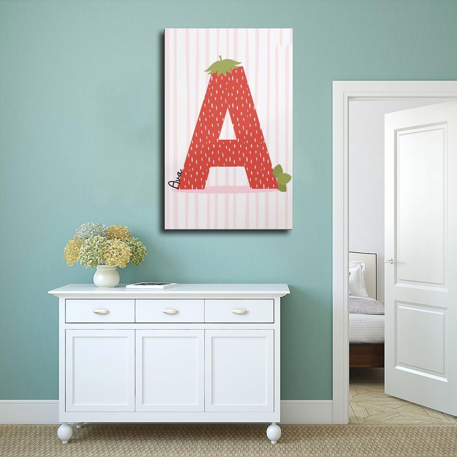 Poster sur toile avec motifs de l'alphabet de A à Z - Décoration murale pour salon, chambre à coucher - 50 x 75 cm