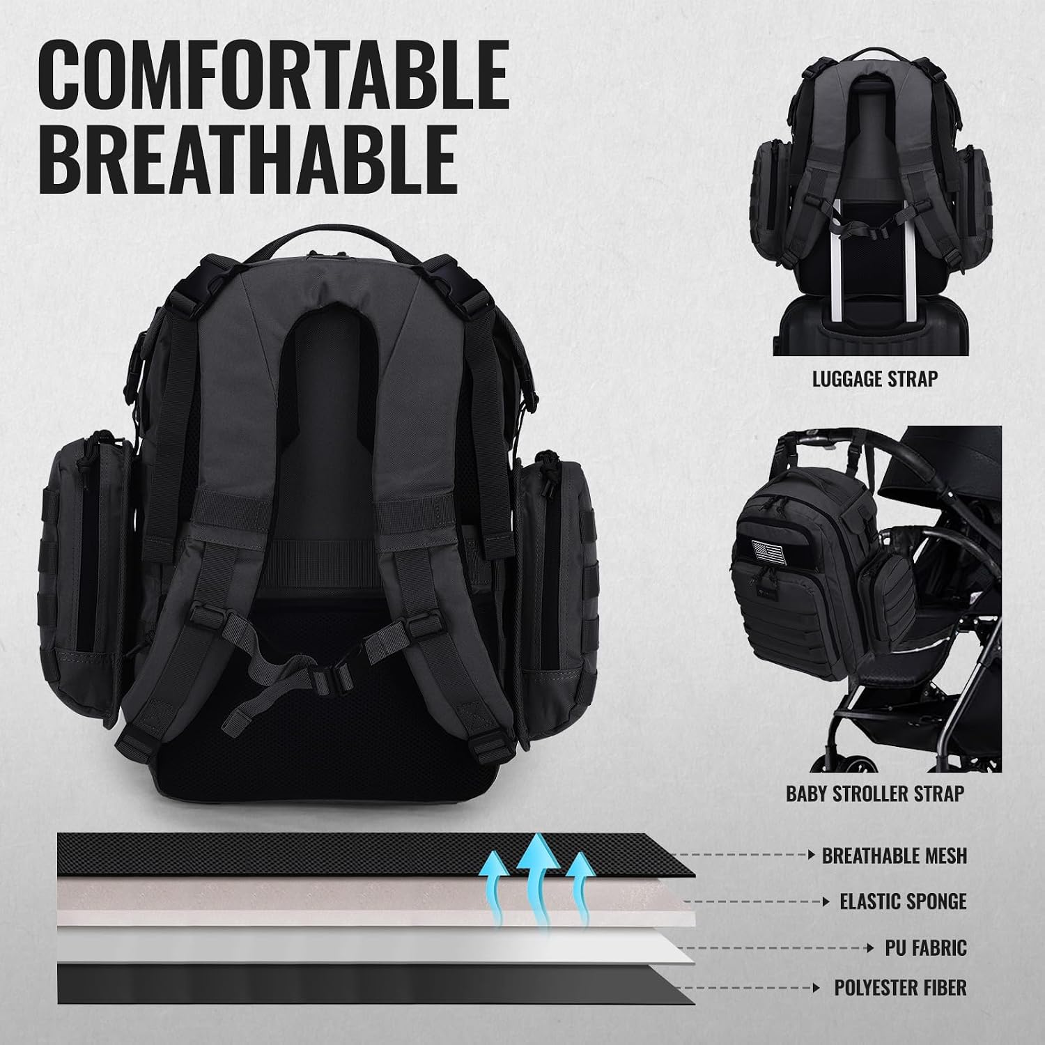 Dinictis Dad Diaper Bag Backpack with Diaper Changing Mat & Baby Hip Carrier
