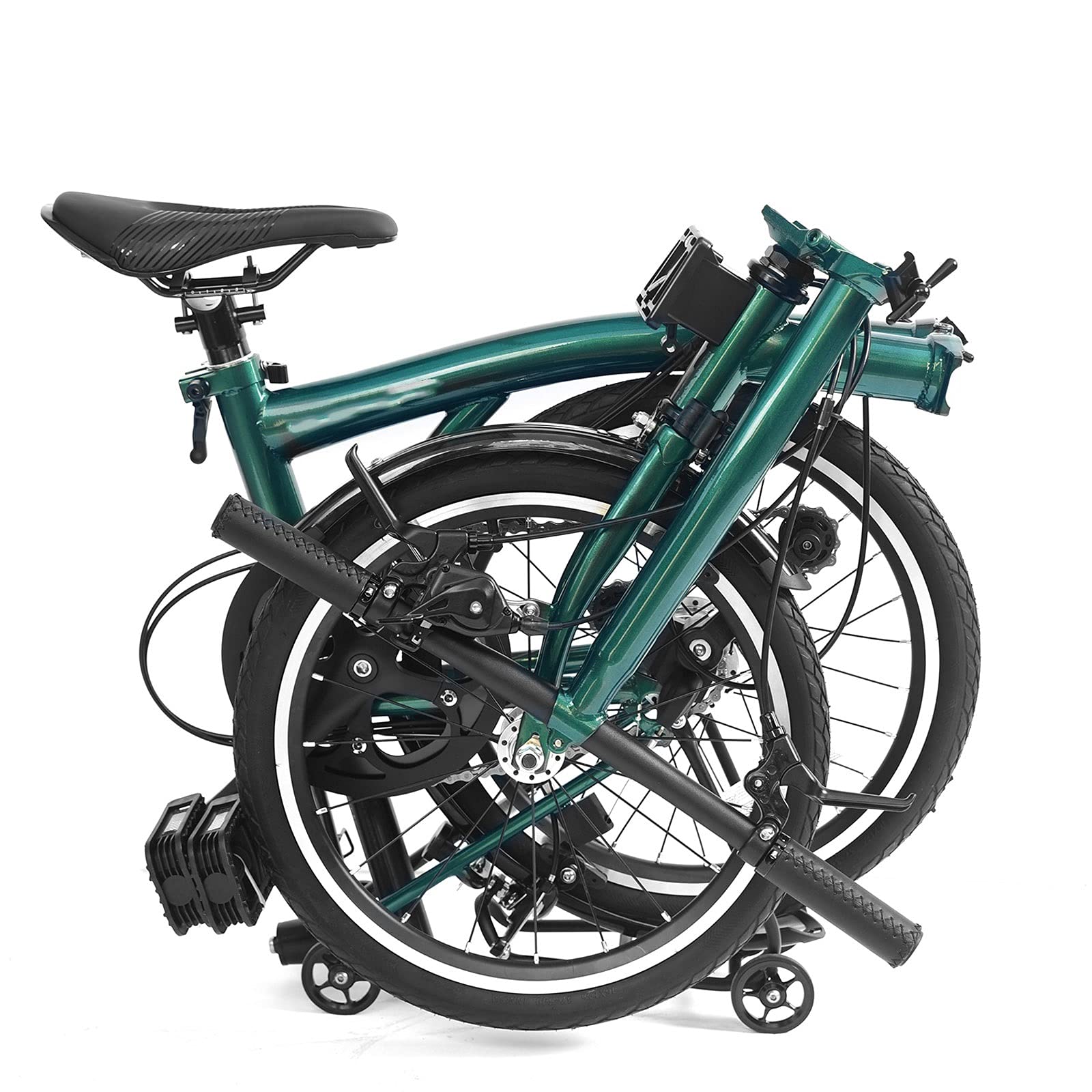 Bicicleta plegable, 16 pulgadas, 3 velocidades, marco de acero al cromo molibdeno, diseño compacto para un fácil almacenamiento, construcción duradera para una conducción cómoda