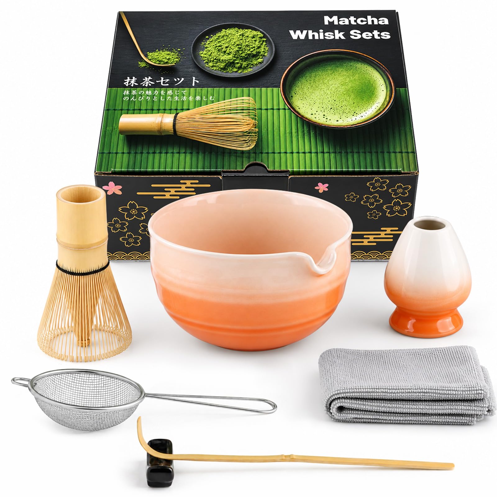 7 Pcs Matcha Whisk Set, Traditional Bamboo Matcha Kit