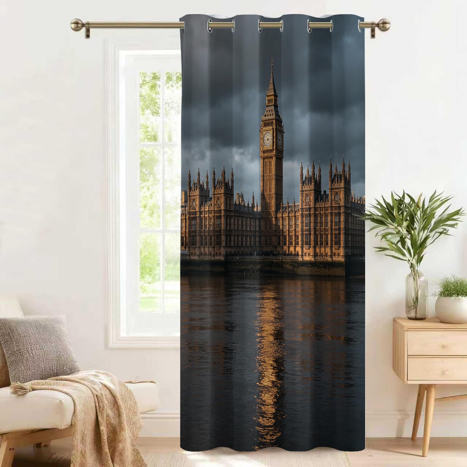 Big Ben Londyn 3D zasłona zaciemniająca na drzwi 132x214cm