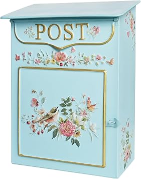 Vintage Wall Mount Mailboxes for Outside House Decor, Blue