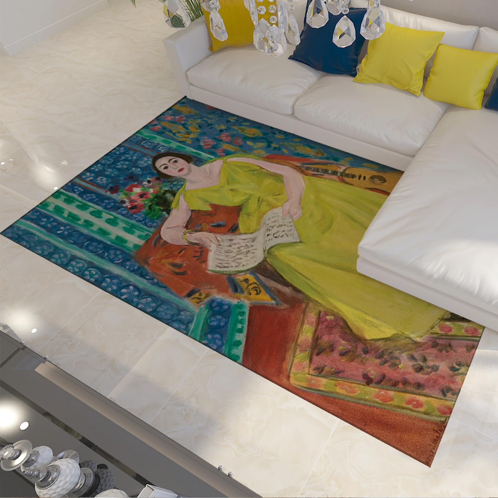 Tapis de salon Henri Matisse Femme en Jaune pour sublimer une entrée chaleureuse