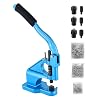 MYFULLY Hand Press Grommet Machine Kit Heavy Duty Industrial Eyelet Grommet Machine Punch Tool Kit Rivet Press Tool with 3 Interchangeable Dies #0#2#4 and 1500 Silver Grommets 14", 38", 12"