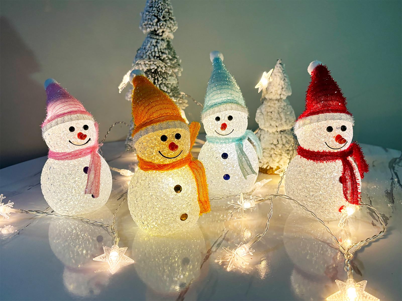 Amazon.co.jp: Lanito クリスマス雪だるまランタン 卓上置物 4色セット