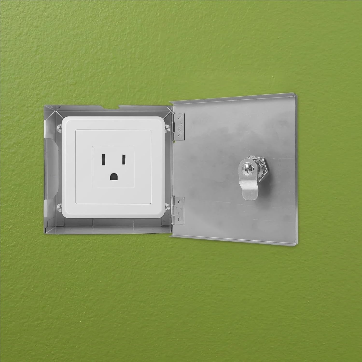 locking outlet cover Waterproof Socket Protector Stainless Steel Lockable Outdoor Electrical Outlet Box For Wall Plug Covers Anti-Theft Rainproof