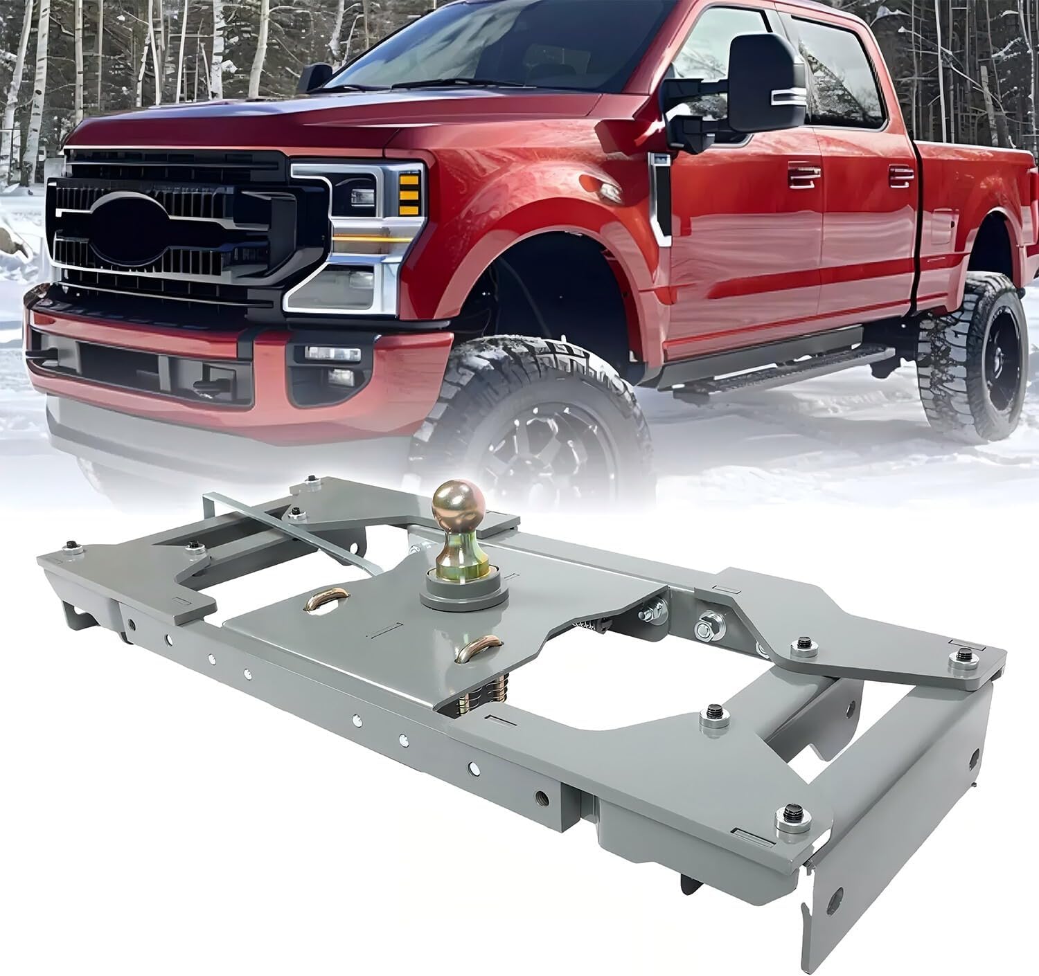 heavy-duty gooseneck hitch fit for 2017-2022 ford f250 & f350 and f450 with factory installed bed, 30k lbs gtw for towing trailers/livestock/boats/cargo, hide-away ball design
