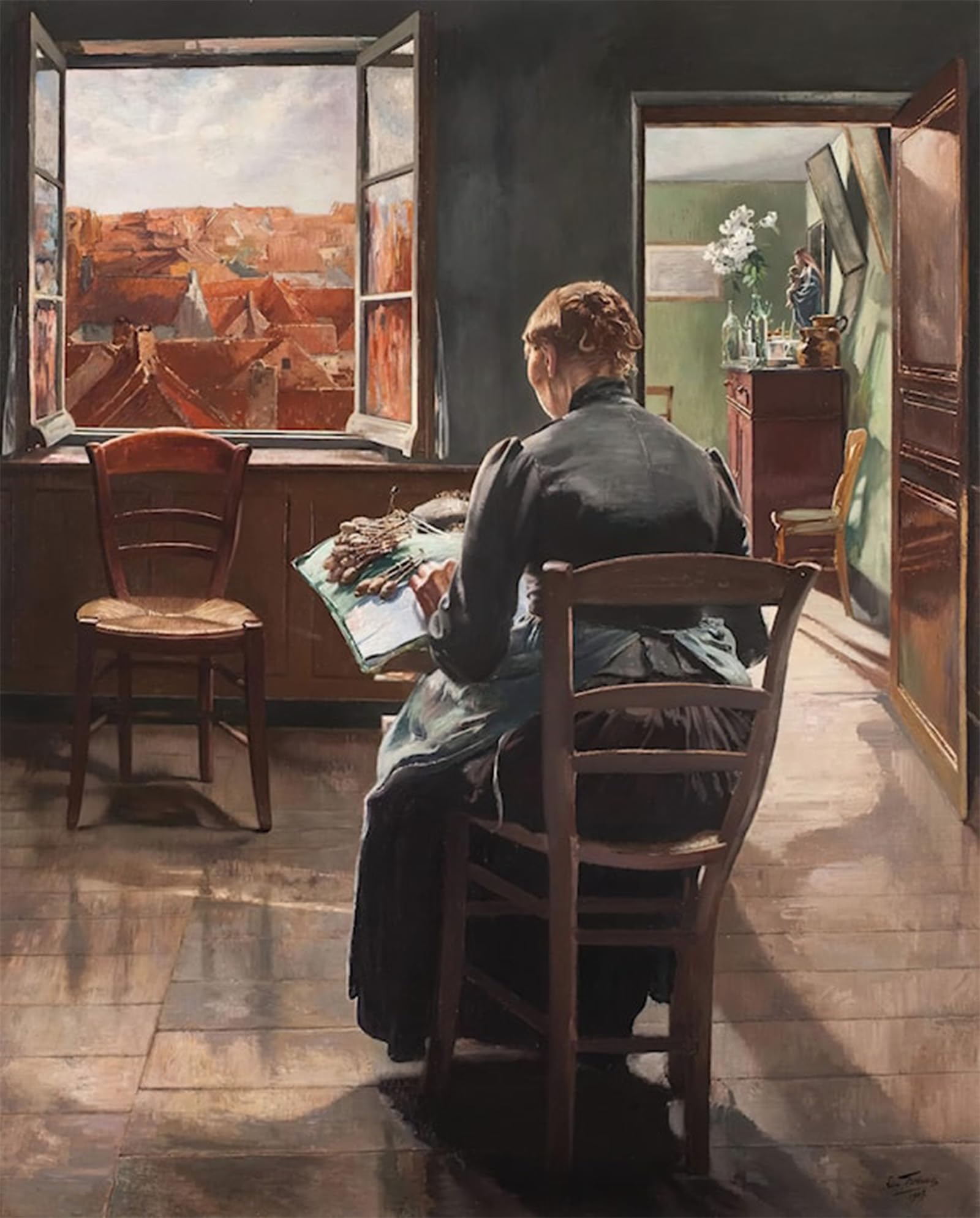 Serendipitp No Frame Vintage Wall Art Canvas Nordic Poster Canvas Print Picture The Lacemaker By Leon Frederic Wall Art Poster For Home Decor 60X90cm