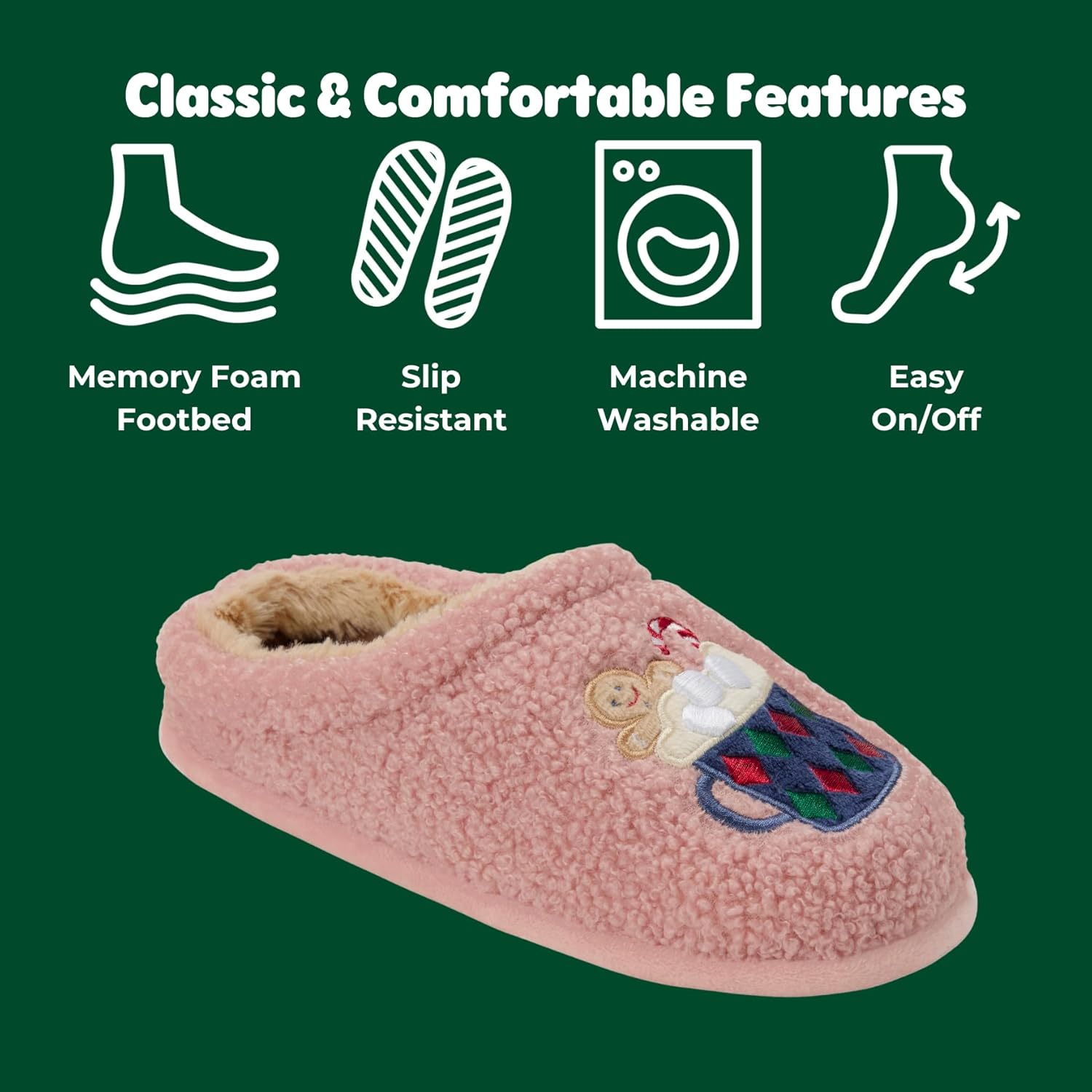 Dearfoams womens Holiday Christmas Gift Fuzzy Cozy Sherpa Novelty House Shoe Slipper - Image 5