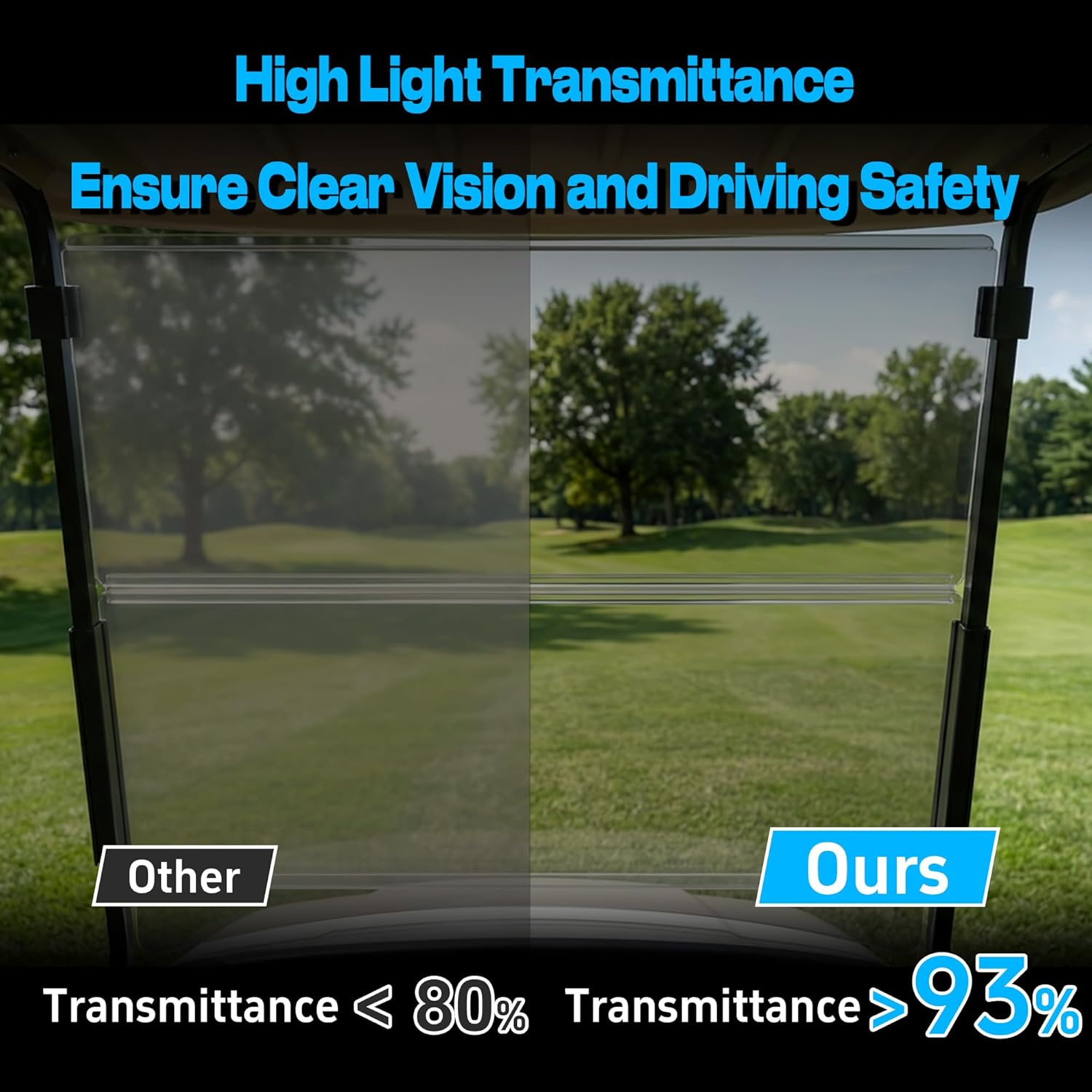 Foldable 3/16"(5MM) Thick Front Golf Cart Windshield Replacement for EZGO TXT