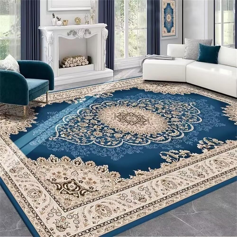 Tapis pour chambre enfant garçon bleu grand format 150x200cm rétro