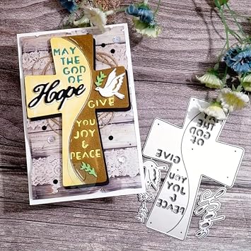 Christmas Peace Pigeon Hope Cross Frame Metal Die Cuts,Flower Branch Leaf Cutting Dies Cut Stencils for DIY Scrapbooking Album Decorative Embossing Paper Dies Card Making
