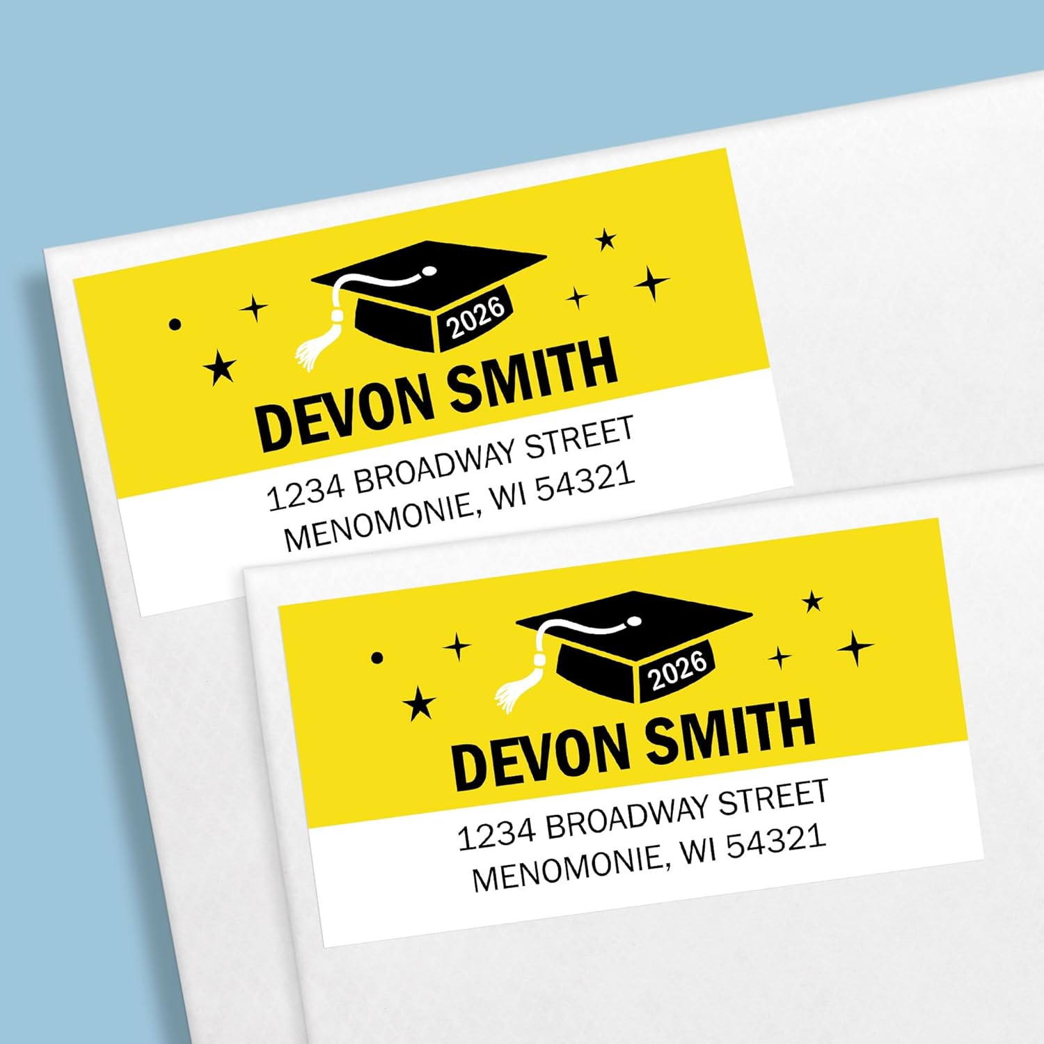Big Dot of Happiness Yellow Grad Party Personalized Return Address Labels for Envelopes, Custom Stickers with Name & Address, Home Mailing Labels for Invites & Thank Yous - 120 Count