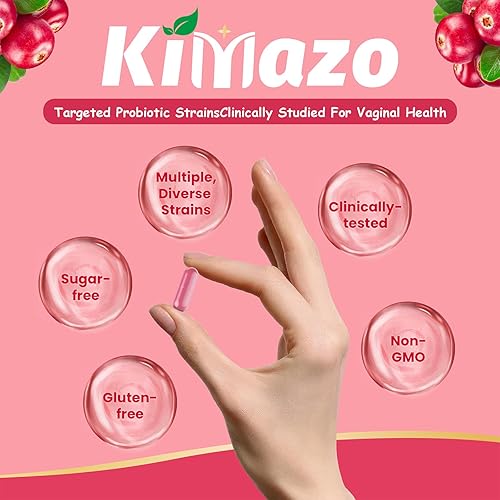 Miniatura 7 de KIMAZO Probióticos vaginales para mujeres, 42 mil millones de UFC promueven el equilibrio del pH, olor vaginal saludable y salud del tracto urinario