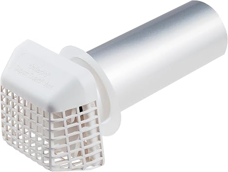 Deflecto Supurr Guard Louvered Dryer Vent Hood with Pipe and Collar, White Vent Hood and Silver Pipe, Fits 4 Ducting GVHAW4