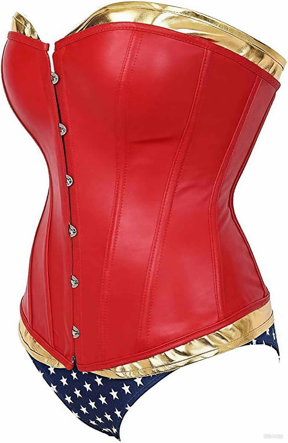 Retro Gothic Faux Leather Corset for Women Steampunk Punk Rock Basque Bustier Top