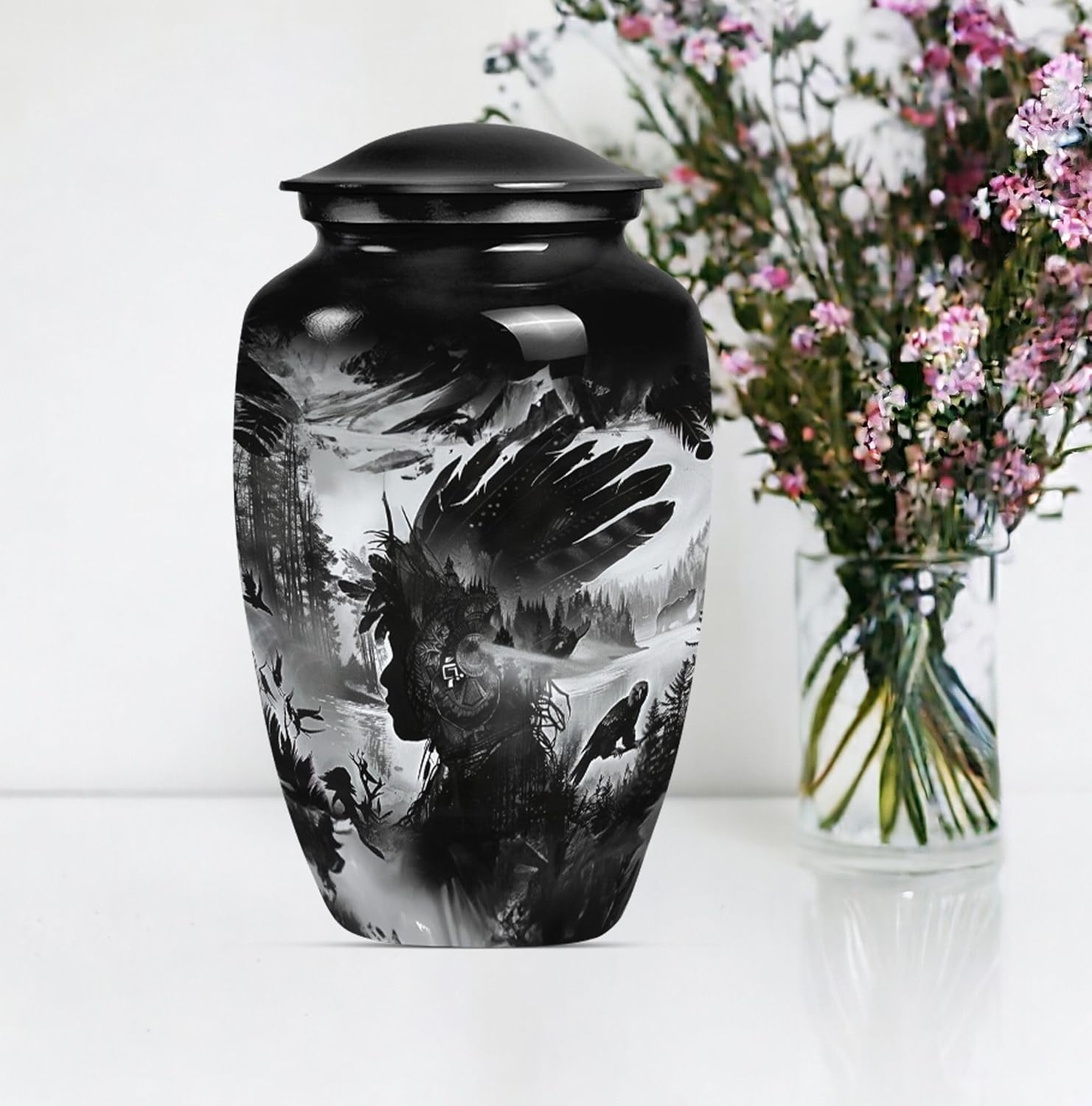 Native American Themed Urns - Cremation Urn - Urn for Ashes for Women - Cremation Companion Urns - Urn for Adult Male - Cremation Urn Human Ashes (10 inch Pack of 1)
