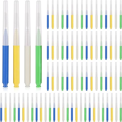 YEERSUO Cepillo interdental, 80 piezas, cepillo de frenos, palillo de dientes desechable, hilo dental dental, herramientas de limpieza de dientes,
