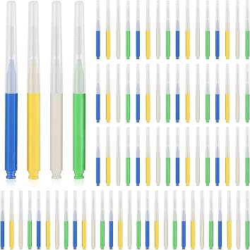 Interdental Brush, 80 Count Braces Brush Between Teeth, Toothpicks Dental Tooth Flossing, Dental Flosser Tooth Cleaning Tools Oral Flossing Head 4 Colors, 4 Sizes