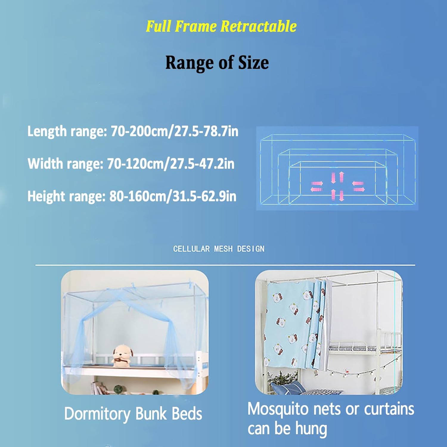Retractable Stainless Steel Canopy Bed Bed Frame Post 4 Corners Post Canopy Bed Curtains Bunk Bed Canopy for Student Dormitory School College