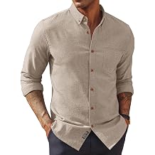 PJ PAUL JONES Mens Dress Shirts Linen Button Down Business Casual Shirts
