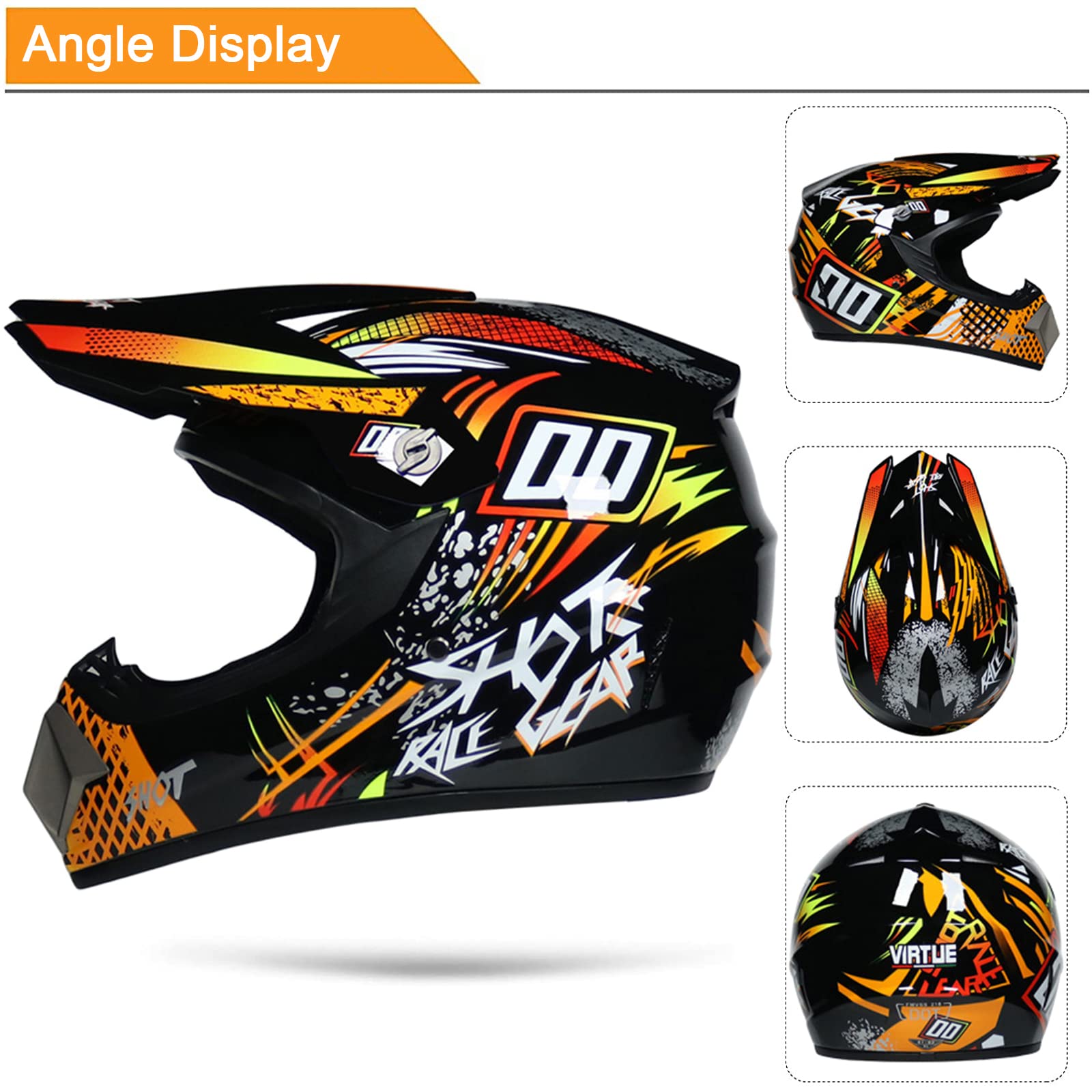 Motocross Helmet Motorcycle Cross Helmet Set With Goggles Gloves Mask