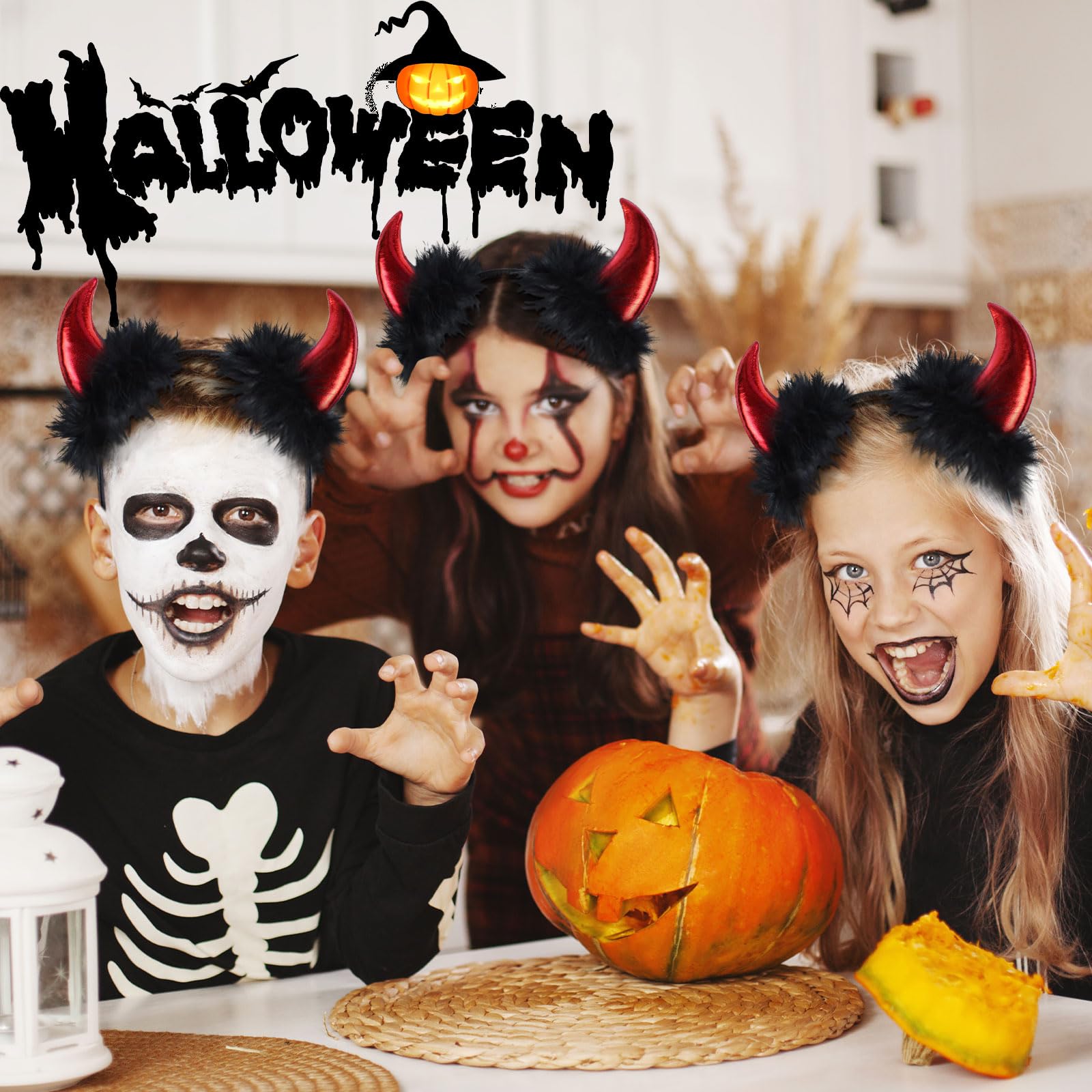 Serre-Tête Cornes De Diable Halloween - Élastique Et Réaliste - Pour Costume Et Fête Déguisée