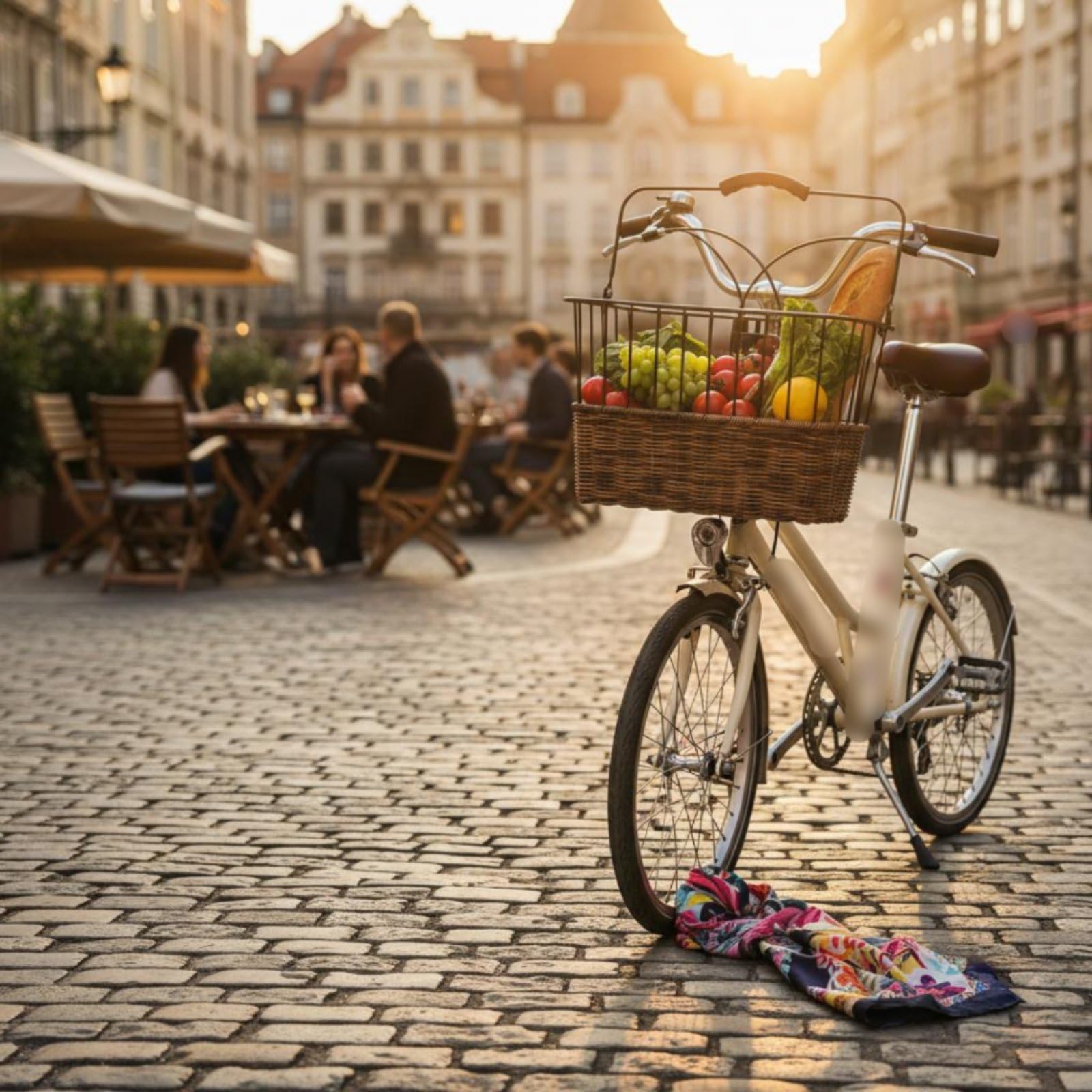 Fahrradkorb Weidenoptik Lenkerkorb Fronttasche Tragekorb mit Schnellverschluss aus PE Geflecht Und Metall Gestell für, Beige, Fixed Base