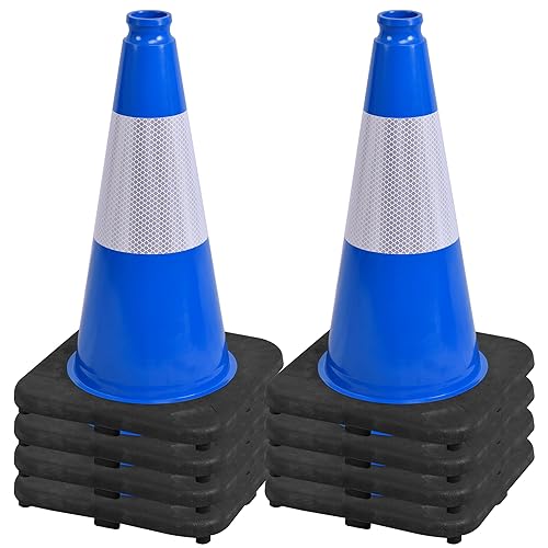 Miniatura 29 de OrangeStar Conos de tráfico naranjas de 28 pulgadas, paquete de 8 conos de seguridad de PVC resistentes con 2 collares reflectantes, base pesada