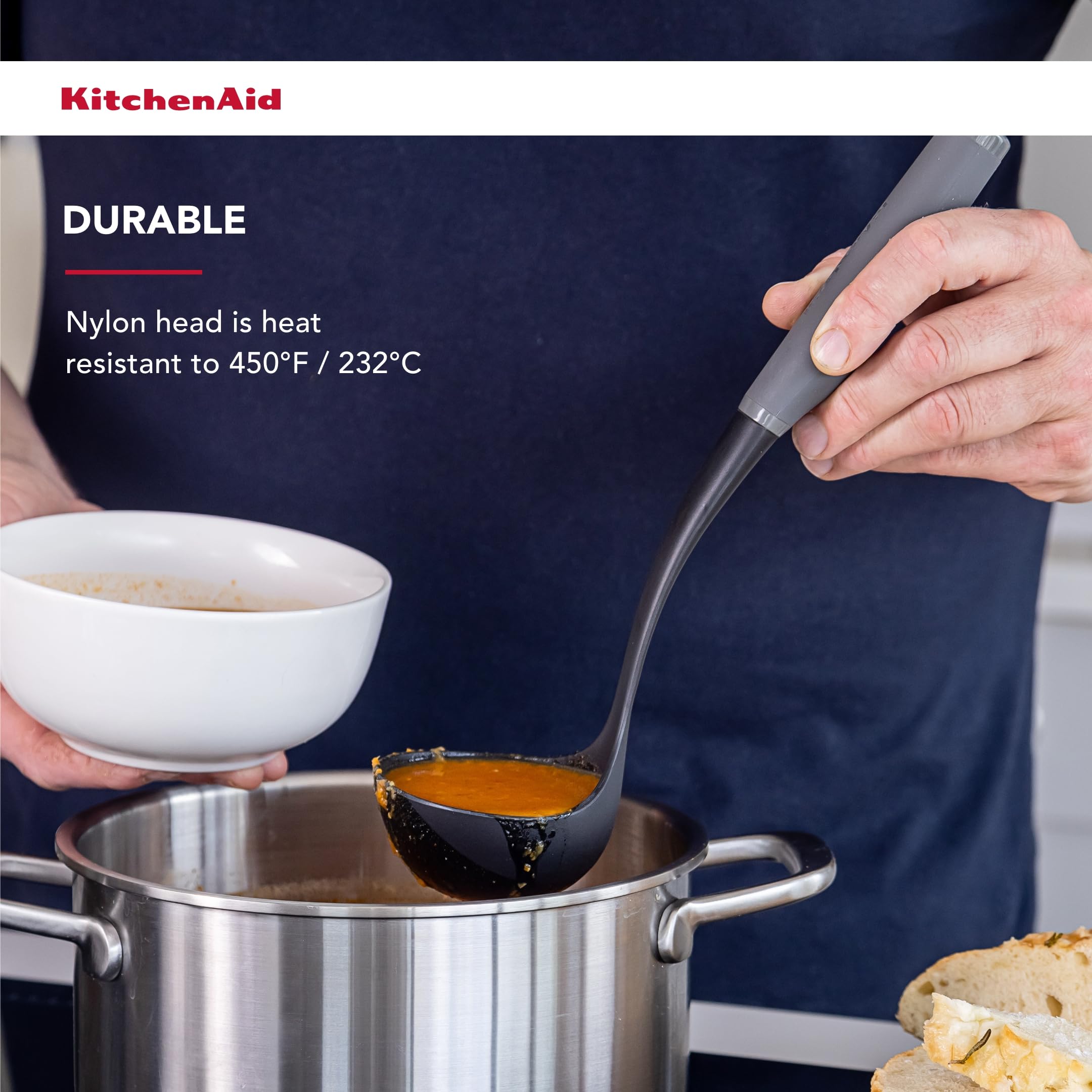 KitchenAid Soft Grip Ladle - Charcoal Grey - Image 3