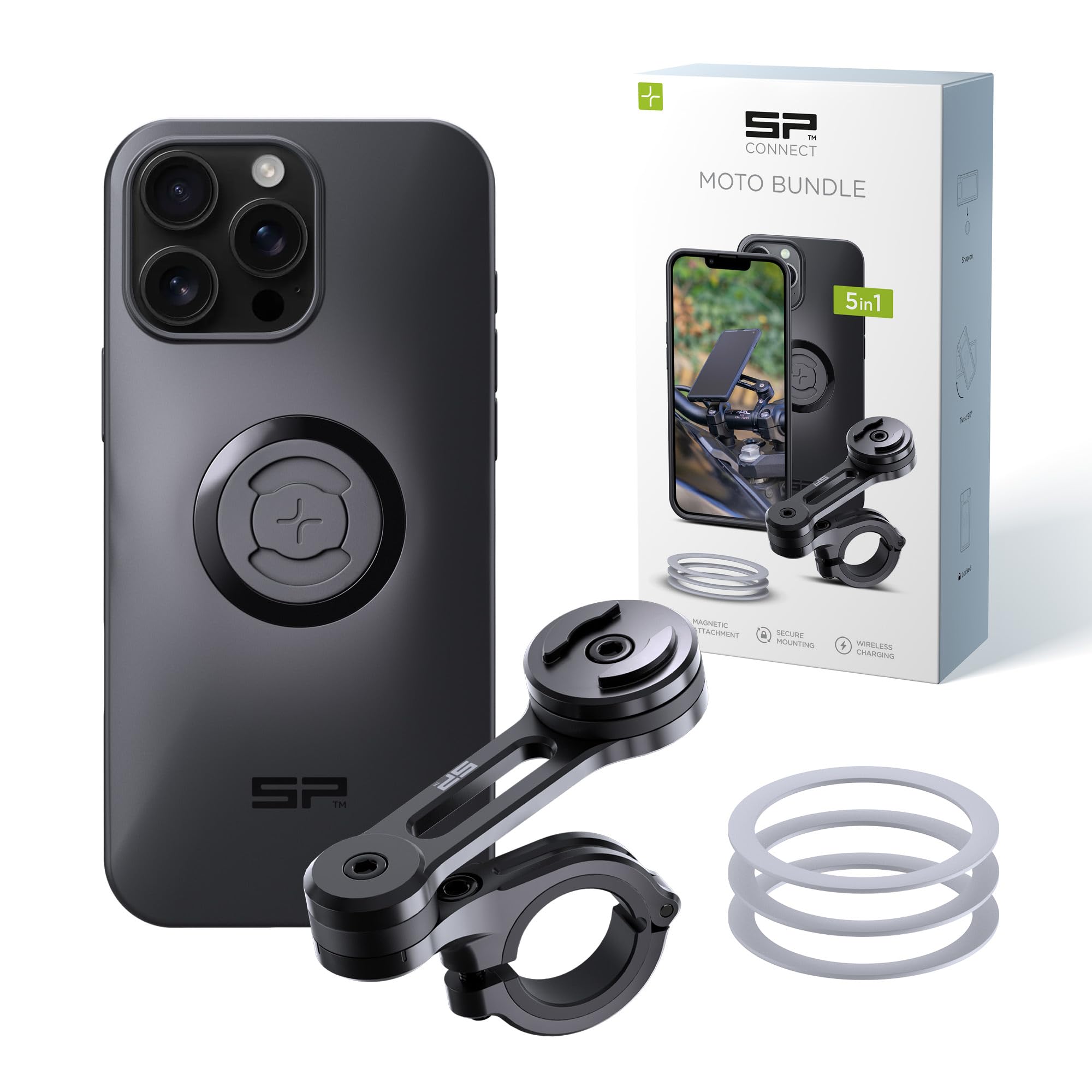 SP CONNECT Moto Bundle | SPC+ | Compatible con iPhone 16 Pro Max | Soporte para Teléfono Móvil y Navegador en Moto y Ciclomotor
