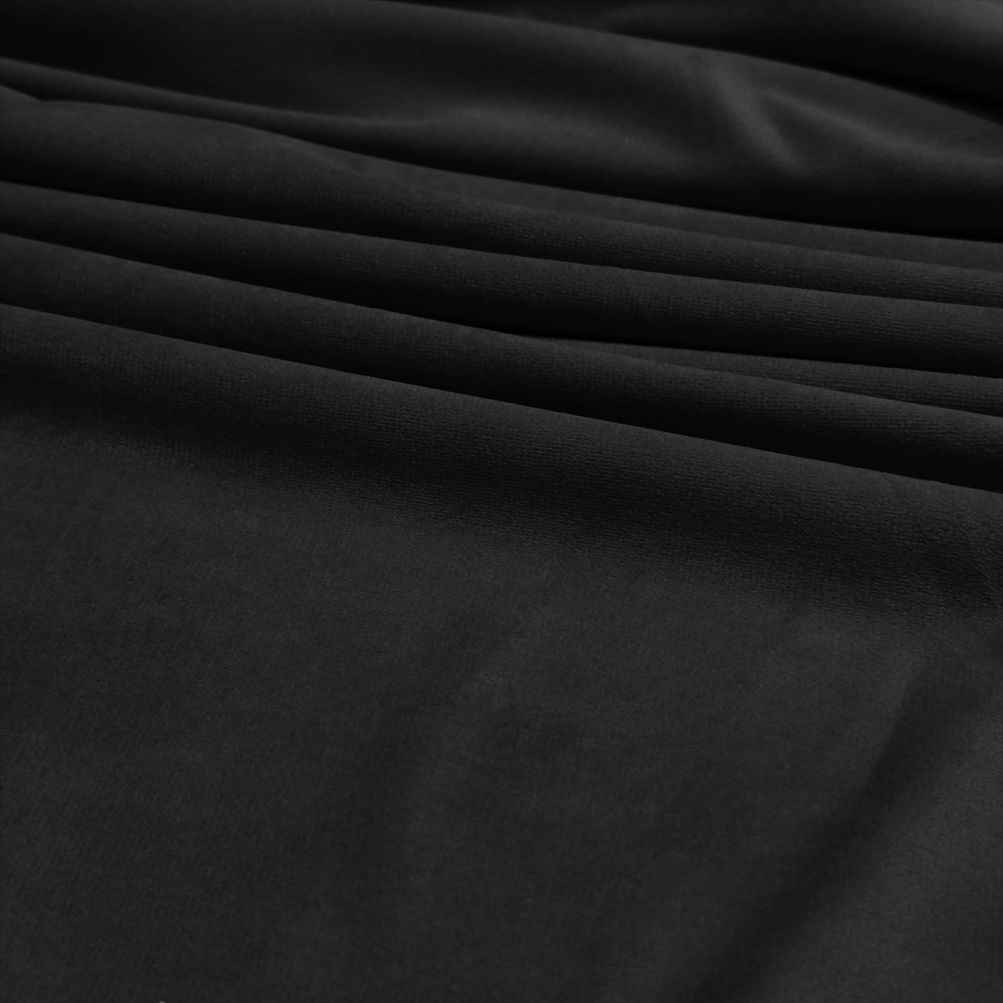 Luxury Velvet Upholstery Fabric – Soft Sheen 100% Polyester, 225 GSM Knitted Backed – Black – 10 Metre (1000cm x 148cm)