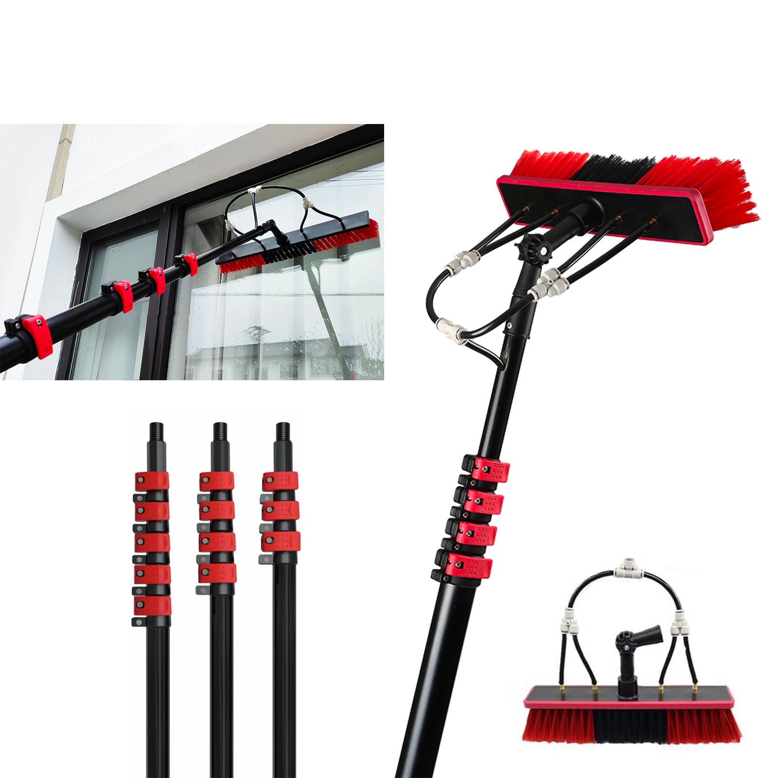 ZBBGTJK 12FT Telescopic Water Fed Window Cleaning Pole - Professional Solar Panel & Window Cleaner Equipment, Extendable for Effortless Cleaning of High Windows & Solar Panels