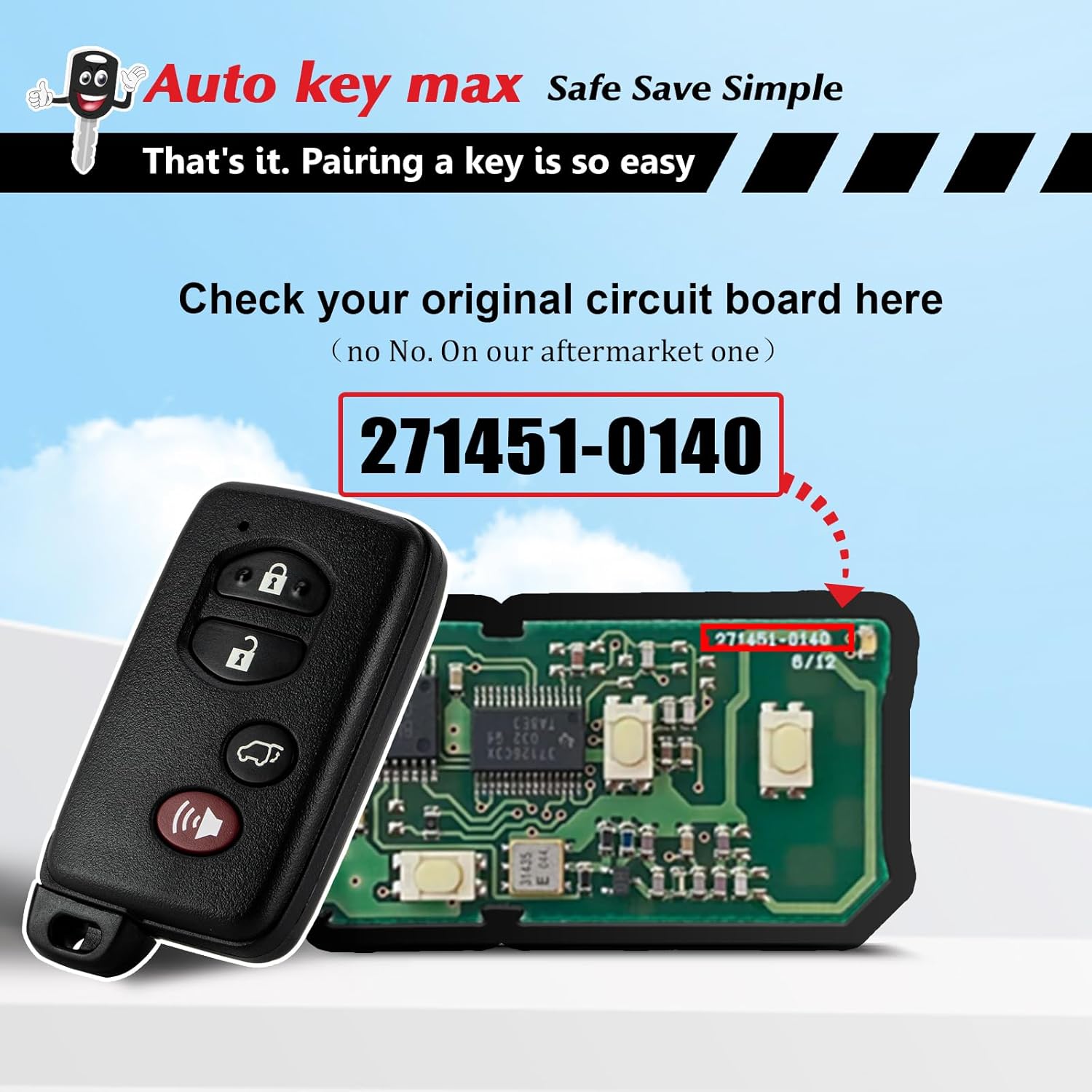 Programmable Keyfob, Replacement Car Keys Fob and DIY Programmer Kit for 2008-2012 Rav4 2008-2014 Highlander 2007-2010 Camry/Corolla Smart Remote HYQ14AAB 281451-0140 (4 Button SUV)