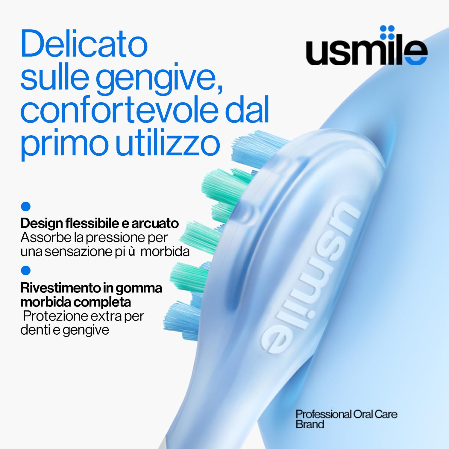 usmile P10S Spazzolino Elettrico Sonico, Batteria 180 Giorni | 3 Modalità Pulizia Profonda & Sbiancante,Testina Morbida per Gengive Denti Sensibili, Timer Intelligente, 2 Testine Bianco