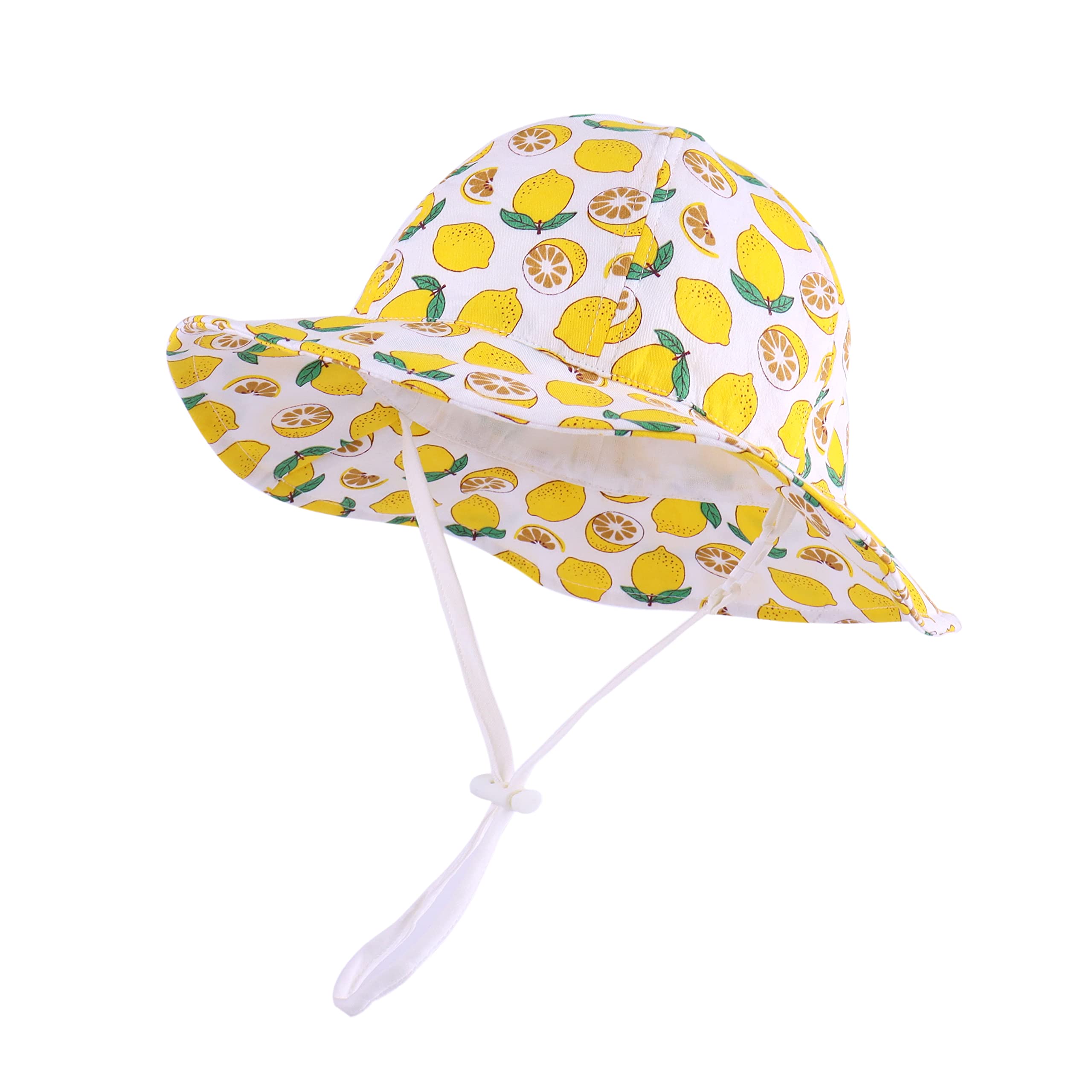 LANGZHEN Sun Protection Hat for Kids Toddler Boys Girls Wide Brim Summer Play Hat Cotton Baby Bucket Hat with Chin Strap