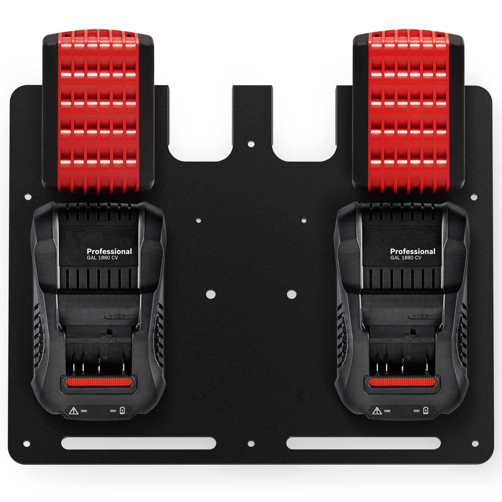 Soporte de pared para batería Bosch y cargadores de pared | Soporte estable para 4 baterías y cargador | para Bosch 3xGAL 1880 CV y 3xGAL 18V-20 |