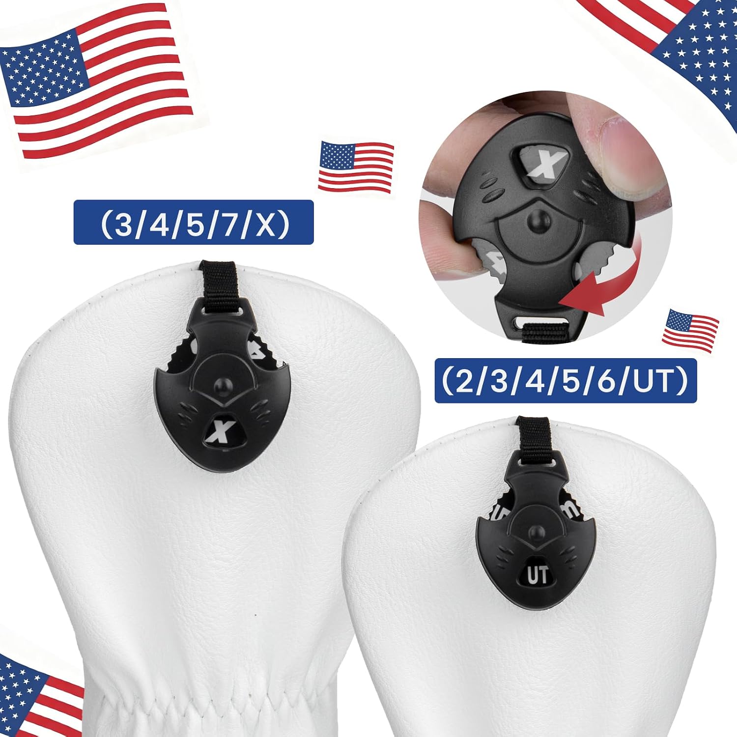 Vintage Retro U.S.A Patriotic Golf Headcovers Must Have Golf Gifts | Leather Driver Headcover, Fairway Wood Cover, Hybrid Head Covers – Advanced Embroidery USA Flag Golf Head Covers