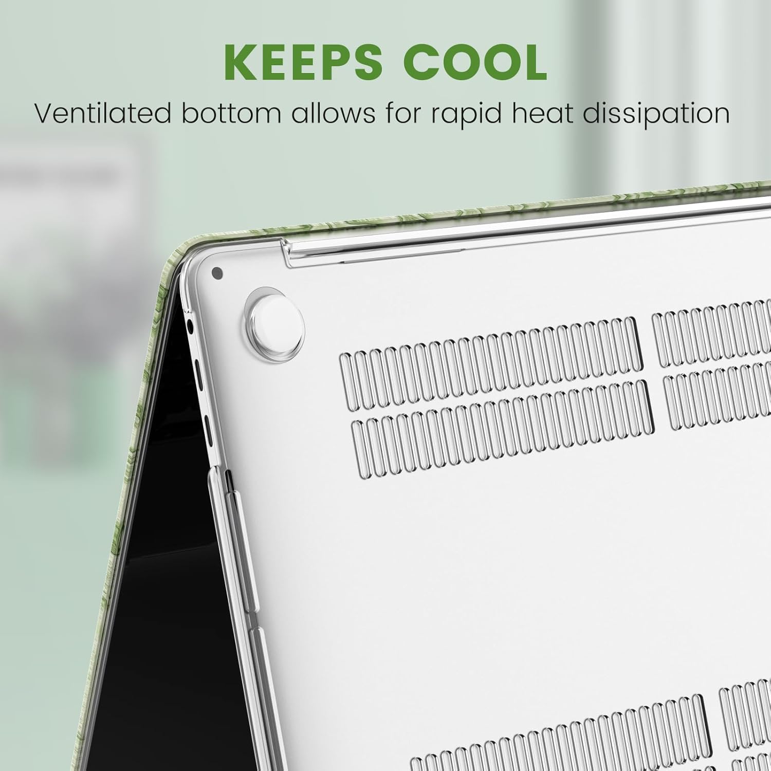 iCasso for MacBook Pro 13 inch Case M2 2024, 2023, 2022-2016 A2338 M1 A2251 A2289 A2159 A1989 A1708 A1706, Retro Leather Hard Shell Case+Keyboard Cover+Screen Protector, Green Embossed Floral - Image 5