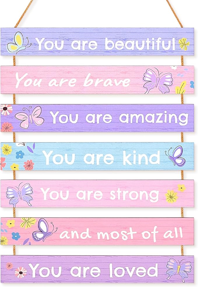 Beinou Girls Room Decor Colorful Inspirational Wall Decor Room Decor for Teen Girls Durable Kids for Nursery Playroom Bedroom,Purple Butterfly