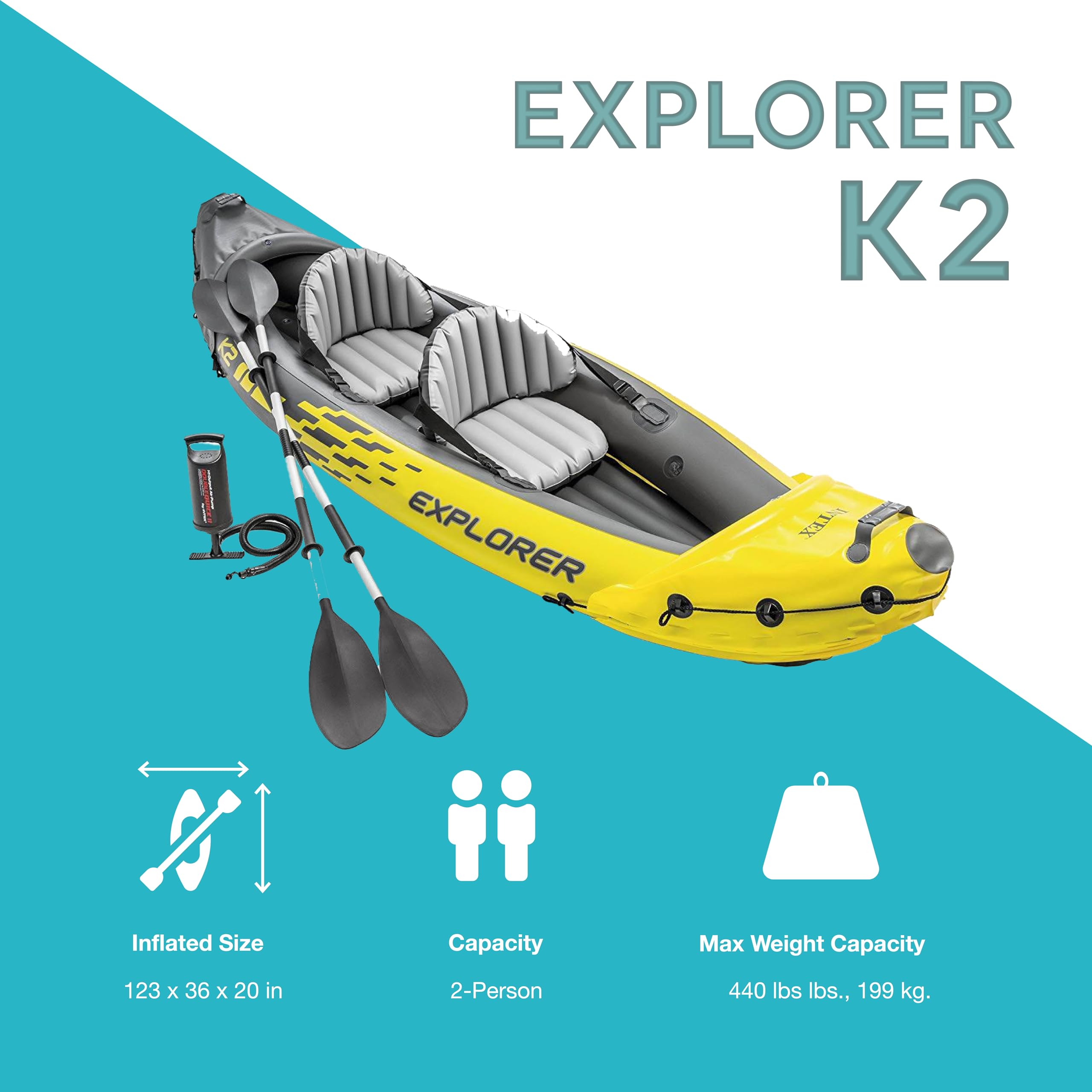 Amazon.co.jp: Intex Explorer K2 イエロー 2人用 空気注入式