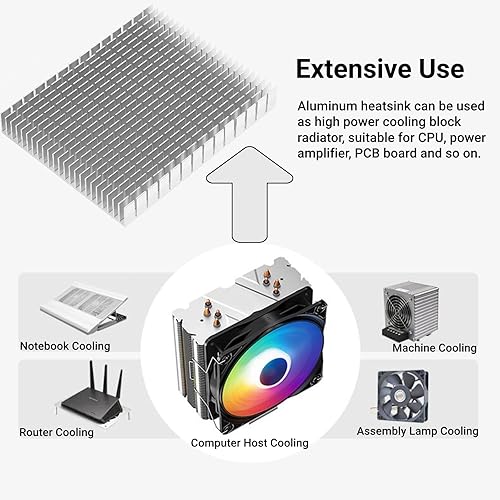 Miniatura 4 de Disipador de calor de aluminio 5.906 x 4.724 x 0.787 in Módulo disipador de calor Placa radiador de aleta para refrigeración PC PCB Junta (blanco)