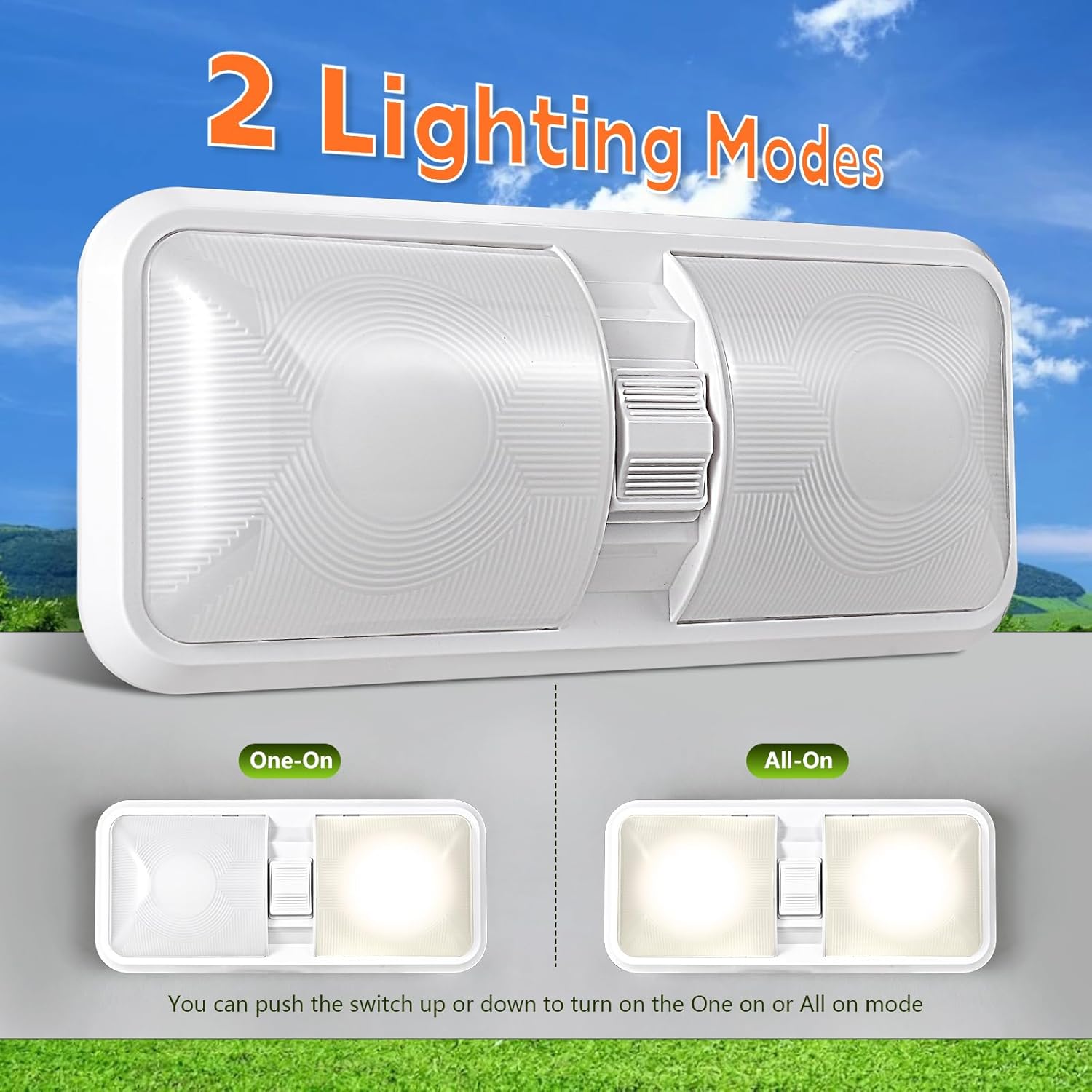 Rv Led Lights Interior 12v, 48LED 1000LM RV Ceiling Dome Light with Switch for Rv Car Interior/Camper/Trailer/Boat/Car (48LED, 8 Pack)