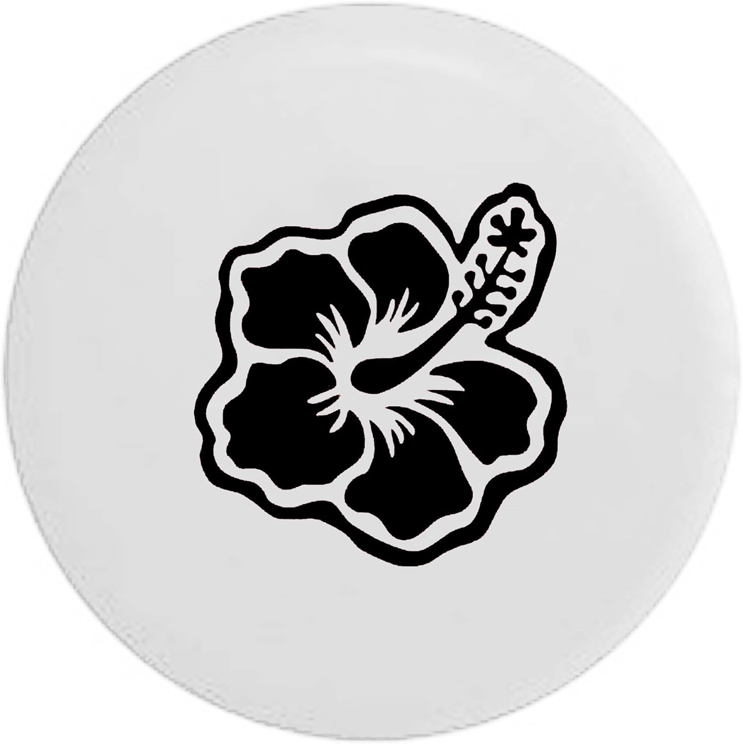Pike Hibiscus Hawaiian Tropical Flower Trailer RV Spare Tire Cover White 31 in