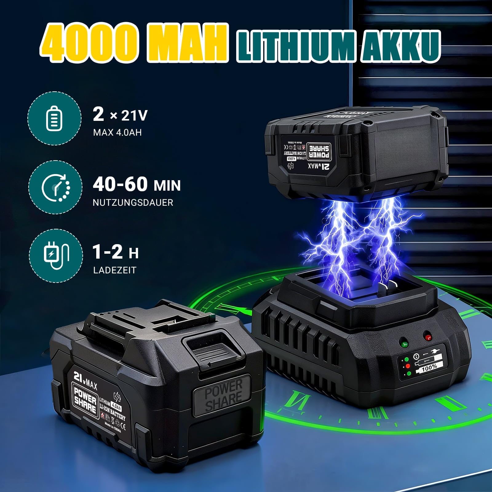 Akku Rasentrimmer für Makita Akkus, 3-in-1 kantenschneider & Rasentrimmer mit Unkrautbürste, Rasenkantenschneider, Freischneider Akku, Motorsense Akku - Inkl. 2 X 21V 4.0Ah Batterie & Ladegerät