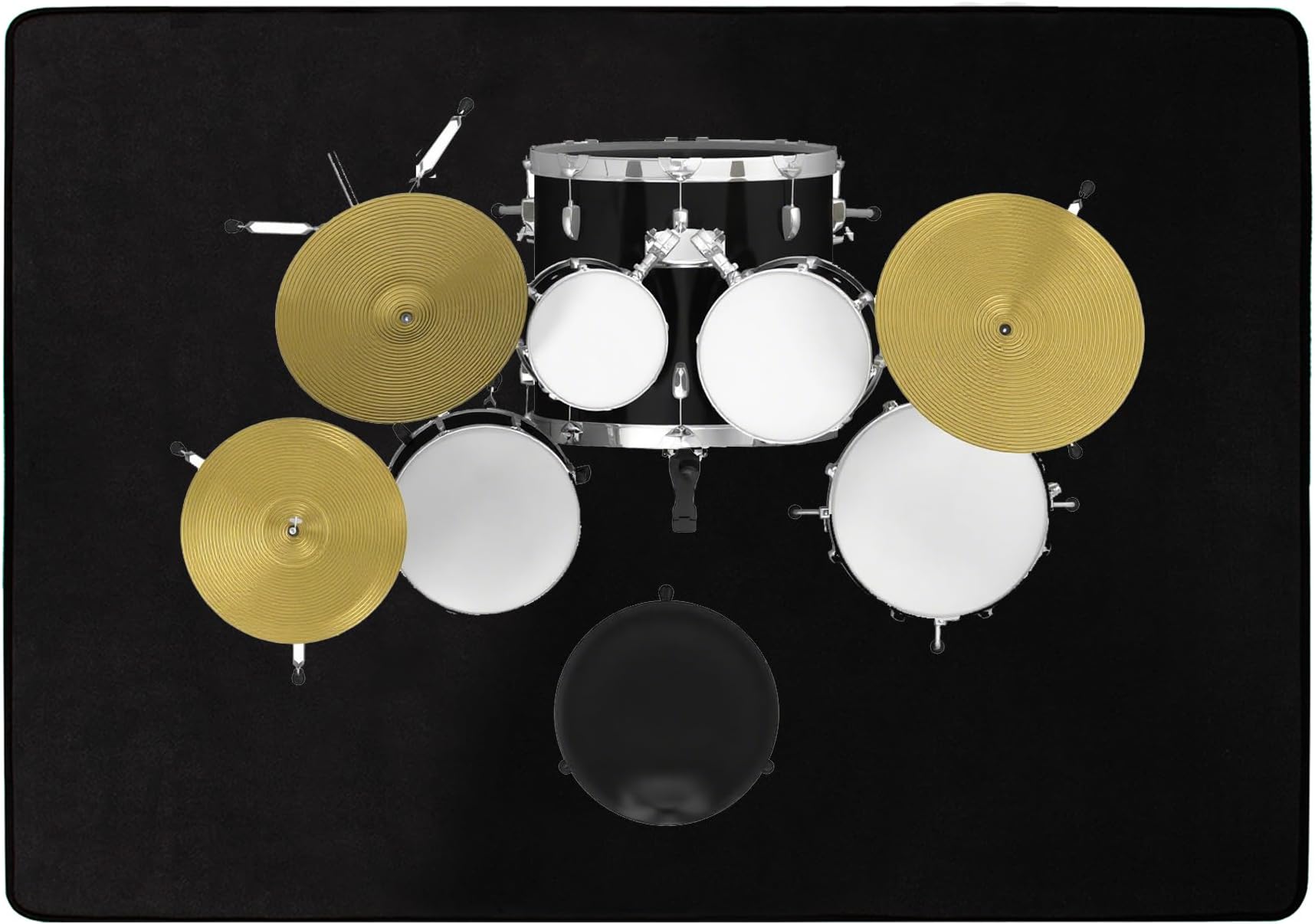 OUUTMEE 140x180CM Drum Mat, Drum Rug, Non-Slip Soundproof Mat, Indoor Outdoor Electronic Carpet Practice Pad, drum Accessories for Electronic/Jazz Drum Kits, Bass Pedals & Floor Protection (Black)