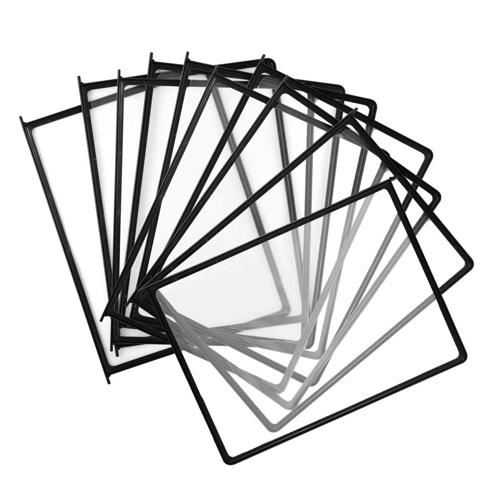 Biurowy stojak ekspozycyjny 10-panelowy metalowy system do montażu na ścianie magazynu, warsztatu, sklepu, folderów z katalogami laboratoryjnymi(Black)
