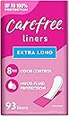 Carefree Regular Panty Liners, Extra Long, Unscented, 93ct, 8 Hour Odor Control