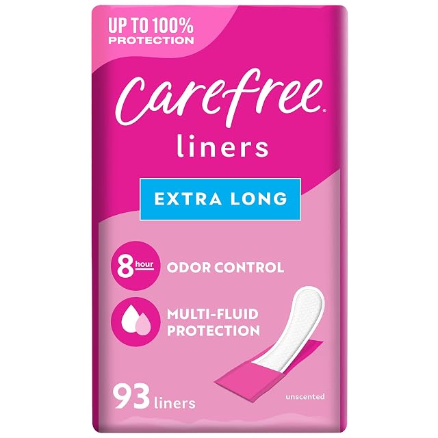 Carefree Regular Panty Liners Extra Long Unscented 93ct 8 Hour Odor Control
