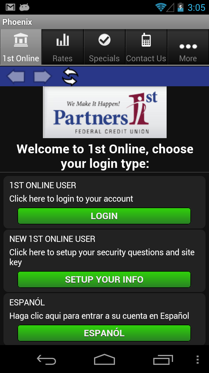 Partners 1st Federal Credit Union App on Amazon Appstore